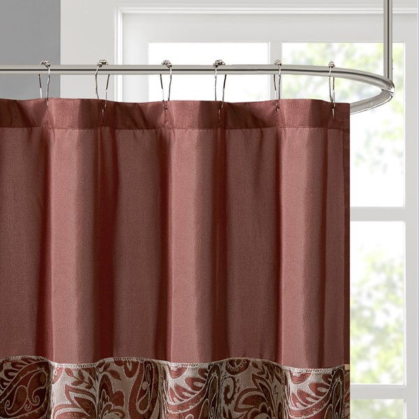 Madison Park Aubrey Jacquard Shower Curtain in Burgundy, 72x72" MP70-3034 - Image 7