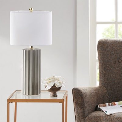 INK+IVY Glendale Ribbed Ceramic Table Lamp in Grey, One Size MT153-0051
