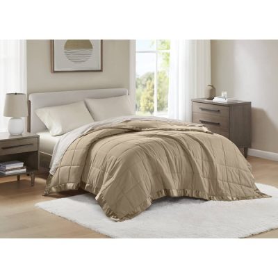 Madison Park Windom Lightweight Down Alternative Blanket with Satin Trim in Brown, King MP51-546