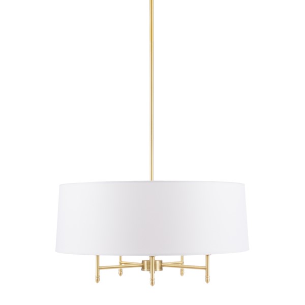 Hampton Hill Presidio 5-Light Dimmable Chandelier with Drum-shaped Fabric Shade & Adjustable Height in Gold/White, One Size MPS150-0067 - Image 7