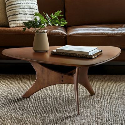 INK+IVY Blaze Organic Triangular Wood Coffee Table with Sculptural Base in Brown, One Size IIF17-0010