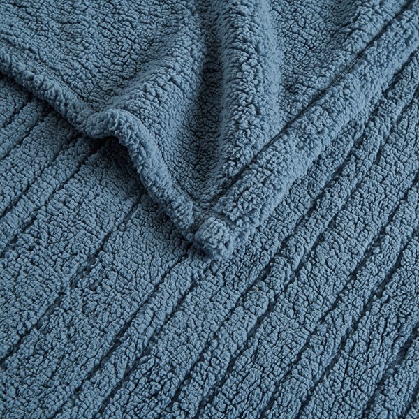 True North by Sleep Philosophy Sherpa Heated Blanket in Blue, Twin TN54-0495 - Image 3