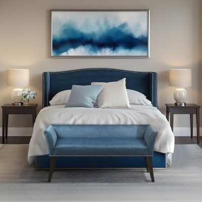 Madison Park Welburn Upholstered Bench in Blue, One Size MP105-1049