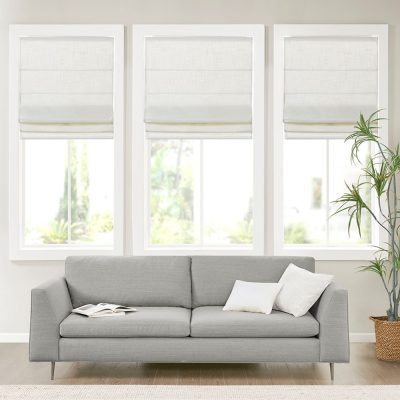 Madison Park Kyler Linen Blend Light Filtering Cordless Roman Shade in Ivory, 31x64" MP40-7970