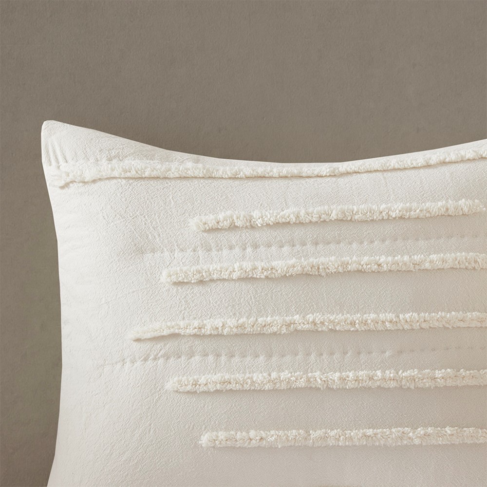 Urban Habitat Mercer 3 Piece Cotton Quilt Set with Chenille Trims in Ivory, Full/Queen UH13-2321 - Image 7