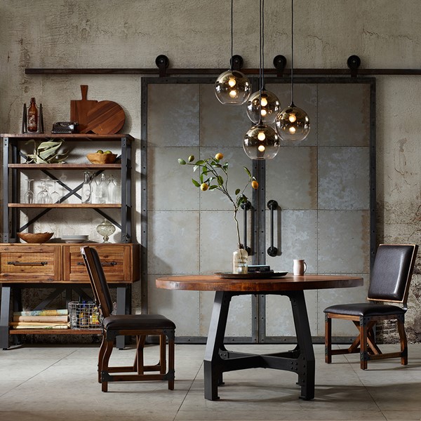 INK+IVY Lancaster Round Dining/Gathering Table in Amber/Graphite, One Size II121-0036