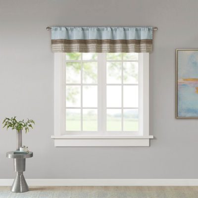 Madison Park Amherst Polyoni Pintuck Window Valance in Blue, 50x18" MP41-2229