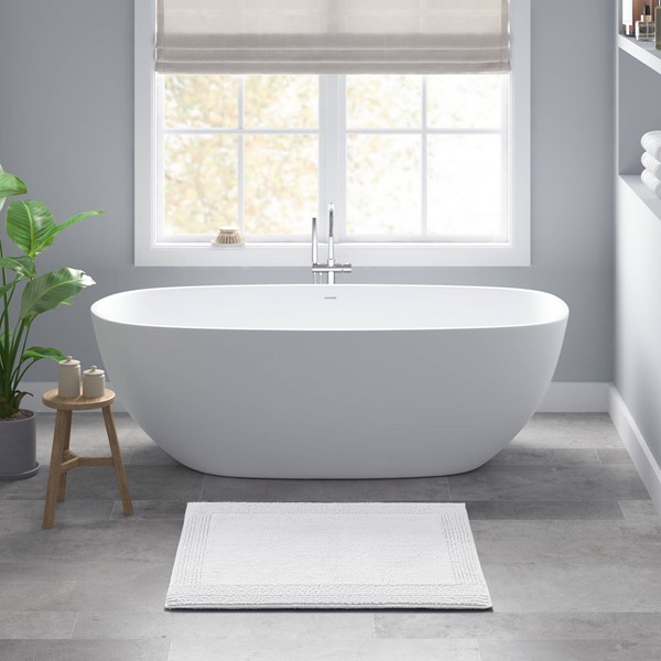 Madison Park Signature Splendor 100% Cotton Tufted 3000 GSM Reversible Bath Rug in White, 24x60" MPS72-557 - Image 2