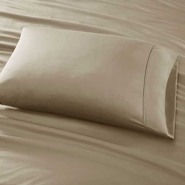 Madison Park 800 Thread Count Cotton Blend Sateen Sheet Set in Khaki, Split King MPH20-0021 - Image 2