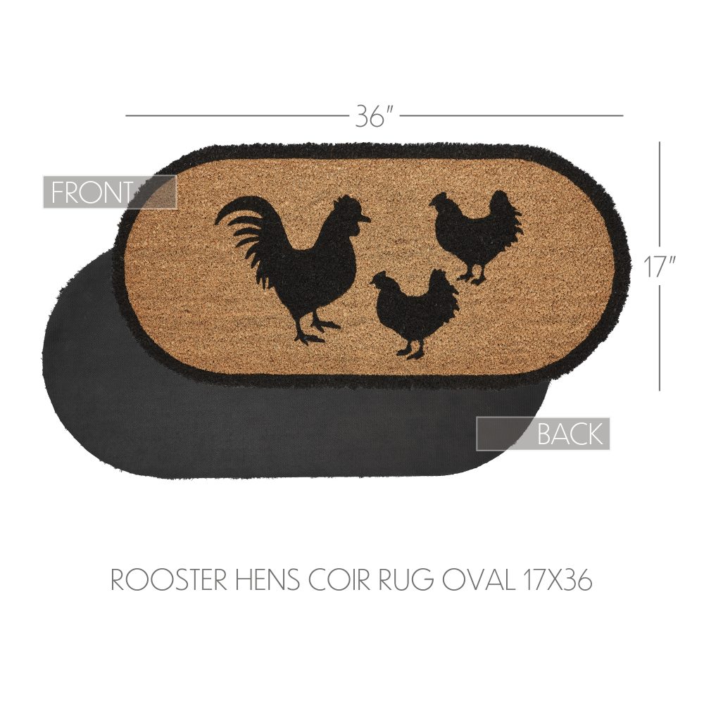 Down Home Rooster & Hens Coir Rug Oval 17x36 - Image 4