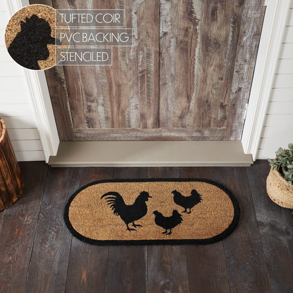 Down Home Rooster & Hens Coir Rug Oval 17x36 - Image 5