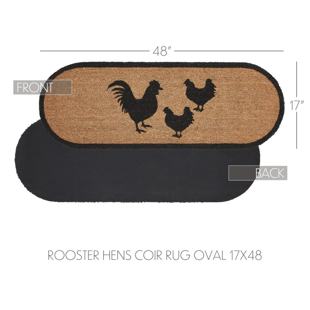 Down Home Rooster & Hens Coir Rug Oval 17x48 - Image 4