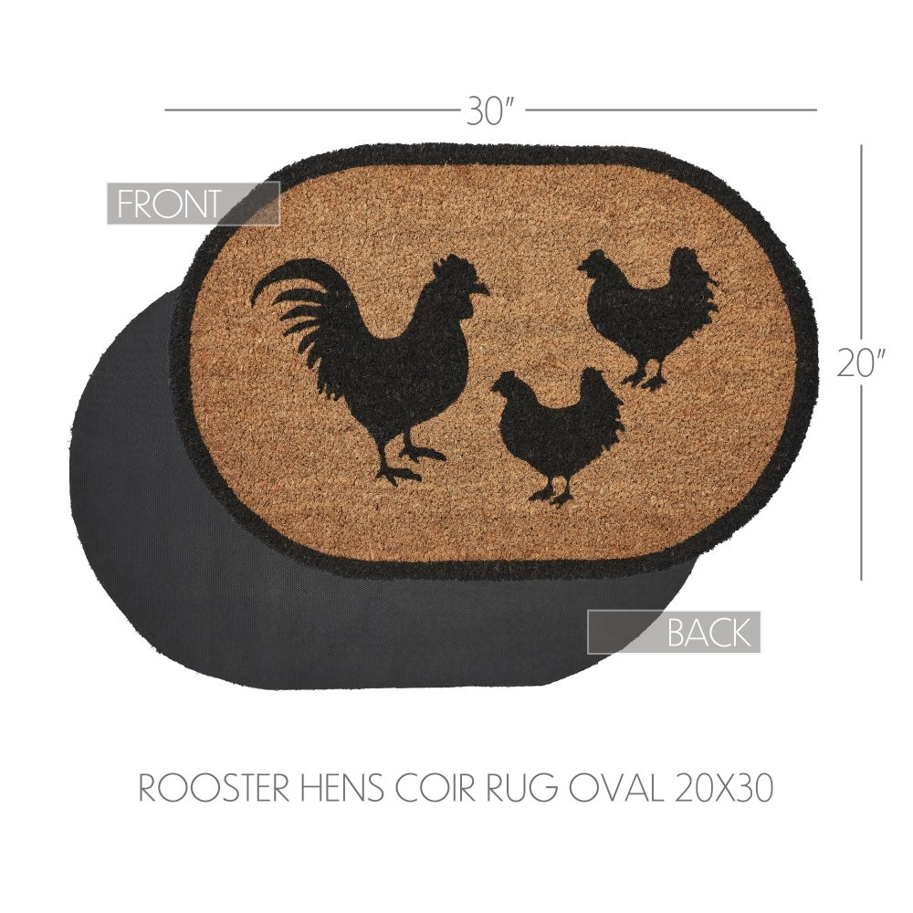 Down Home Rooster & Hens Coir Rug Oval 20x30 - Image 4