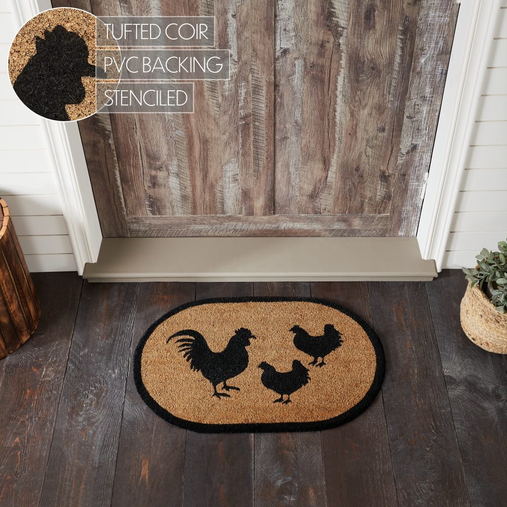 Down Home Rooster & Hens Coir Rug Oval 20x30 - Image 5