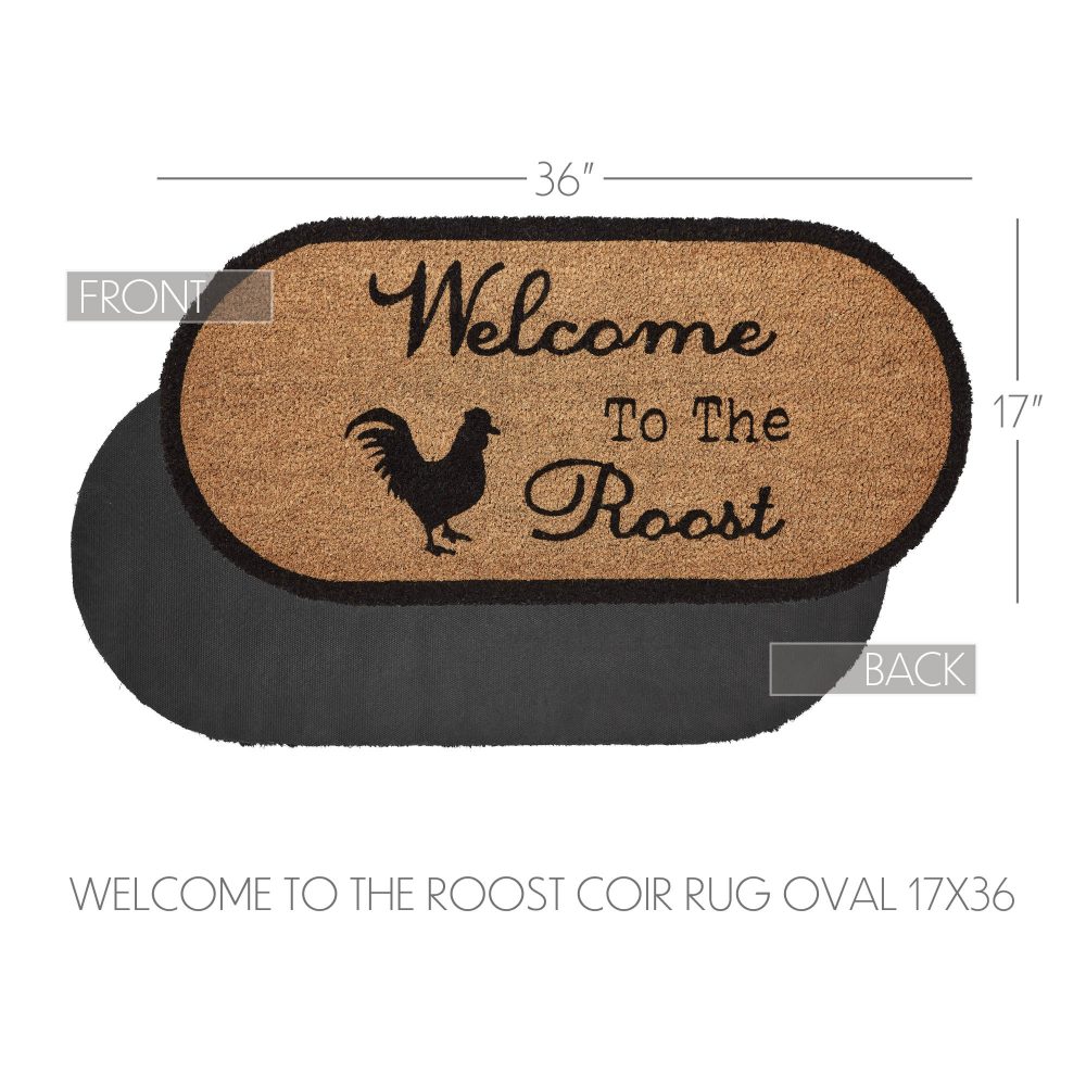 Down Home Welcome to the Roost Coir Rug Oval 17x36 - Image 4