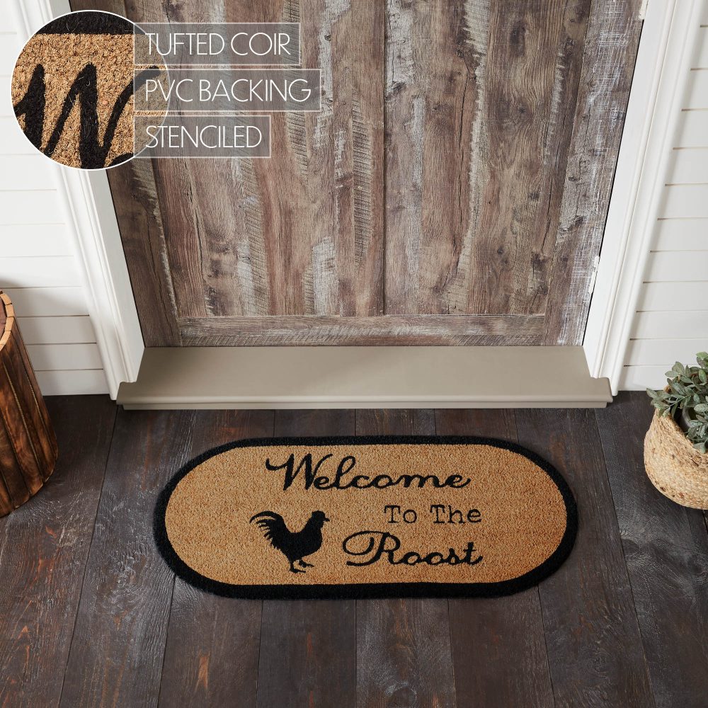 Down Home Welcome to the Roost Coir Rug Oval 17x36 - Image 5