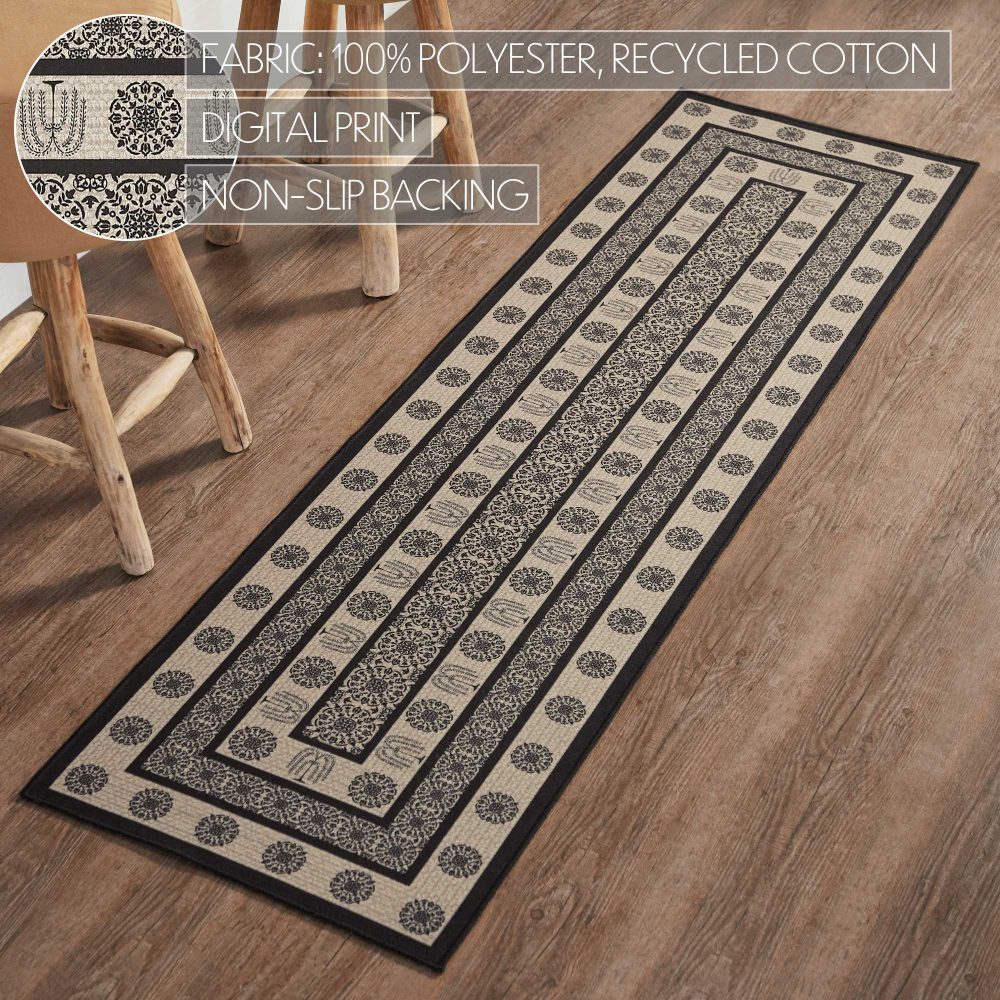 Custom House Black Tan Jacquard Polyester Rug/Runner Rect 22x78 - Image 4