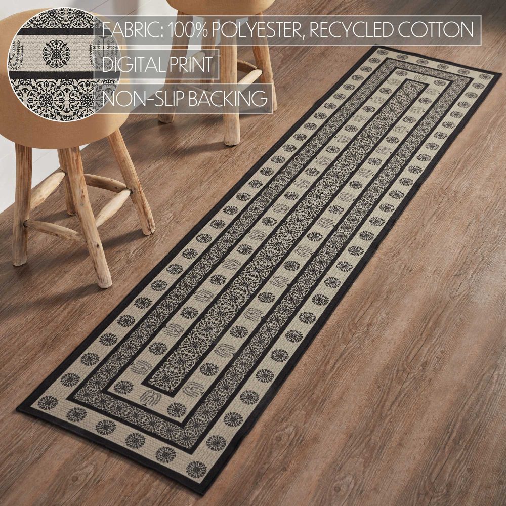 Custom House Black Tan Jacquard Polyester Rug/Runner Rect 22x96 - Image 4