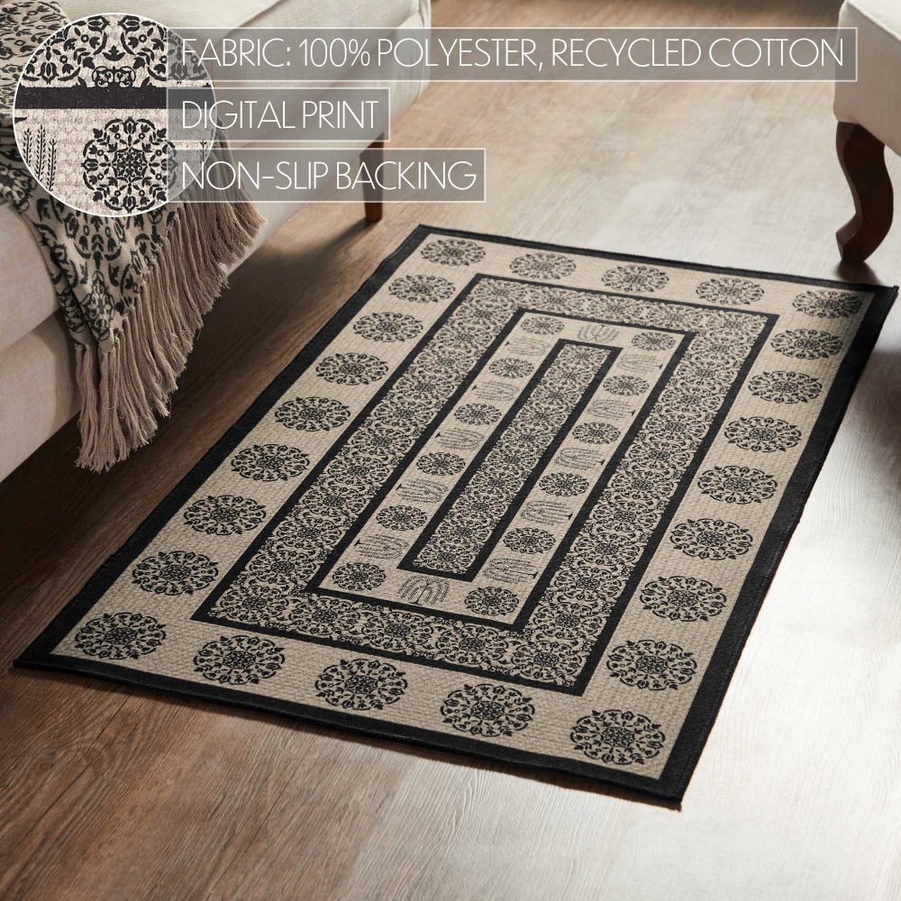 Custom House Black Tan Jacquard Polyester Rug Rect 27x48 - Image 4