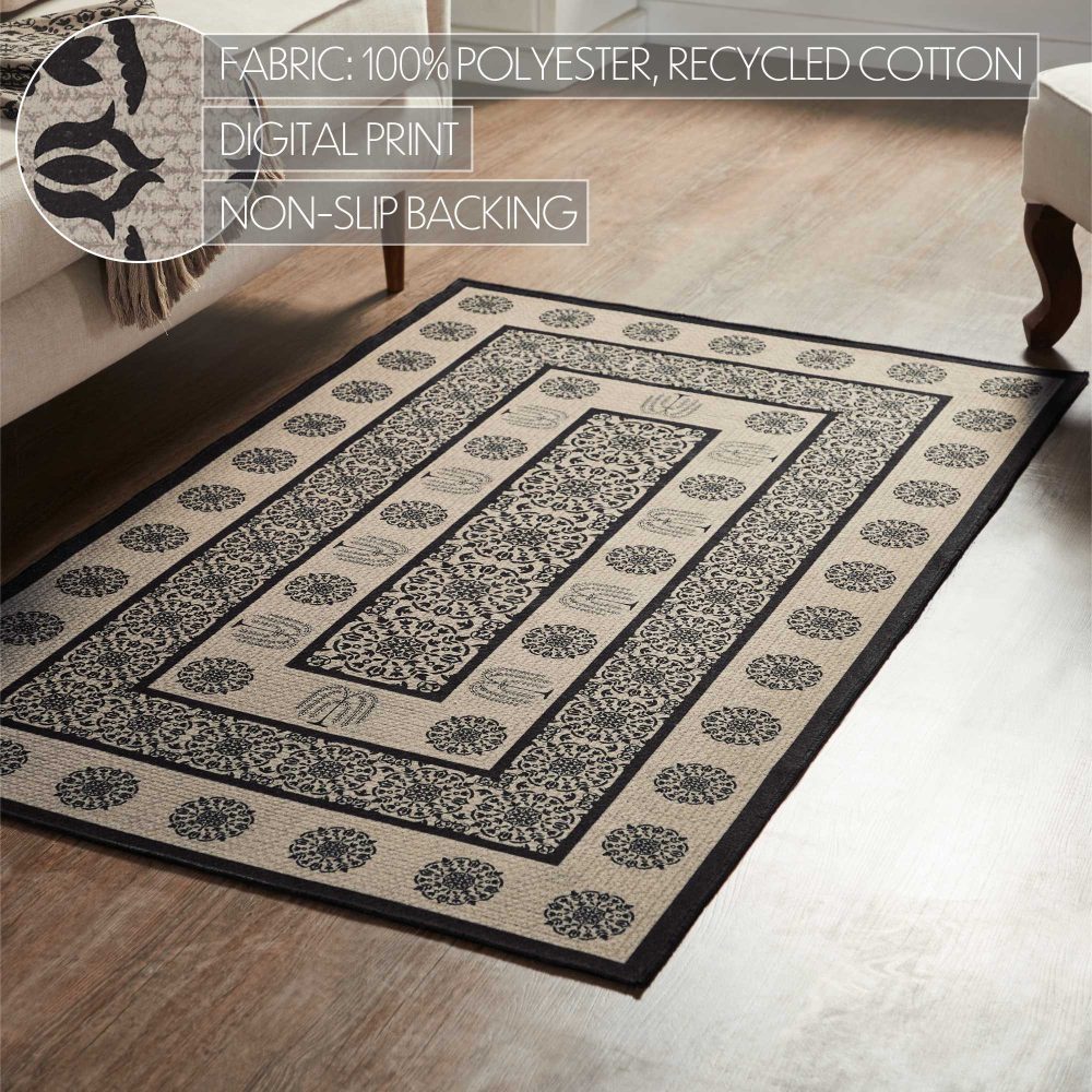 Custom House Black Tan Jacquard Polyester Rug Rect 36x60 - Image 4
