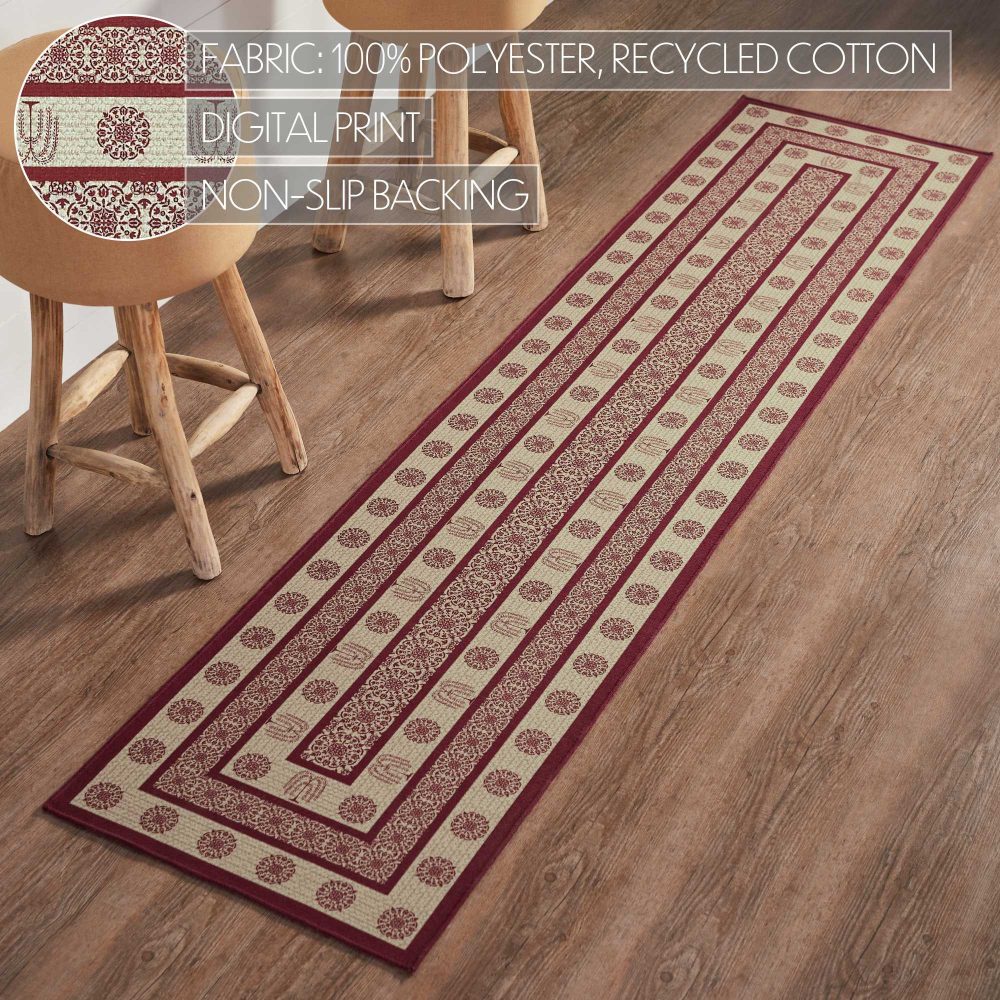 Custom House Burgundy Tan Jacquard Polyester Rug/Runner Rect 22x96 - Image 4