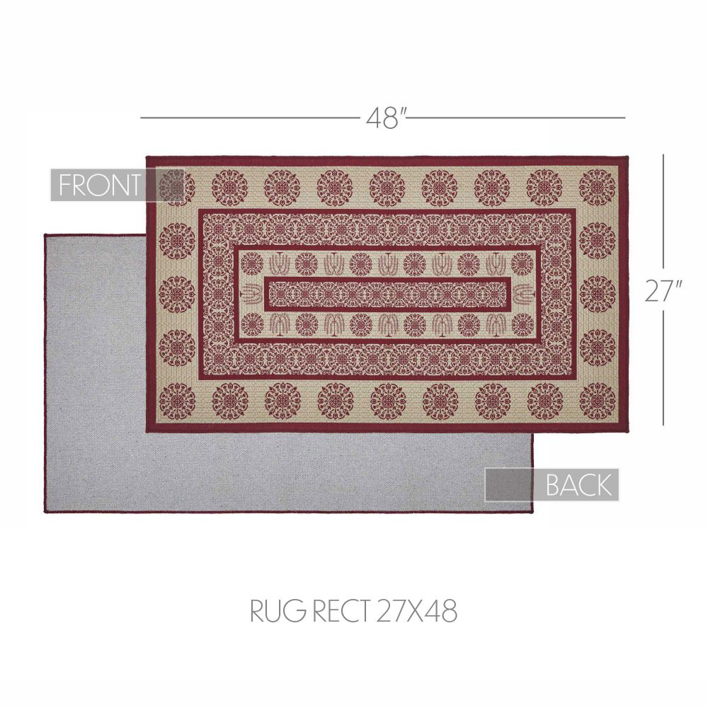 Custom House Burgundy Tan Jacquard Polyester Rug Rect 27x48 - Image 6