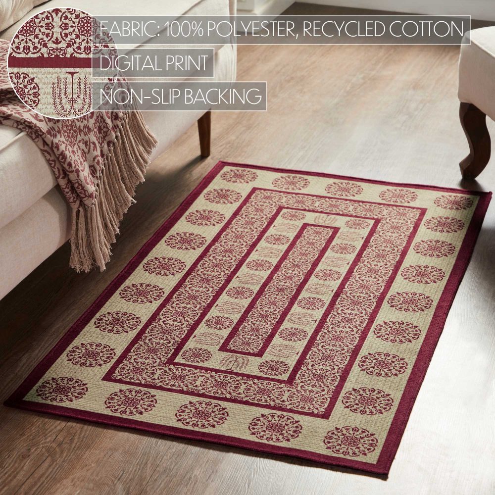 Custom House Burgundy Tan Jacquard Polyester Rug Rect 27x48 - Image 4
