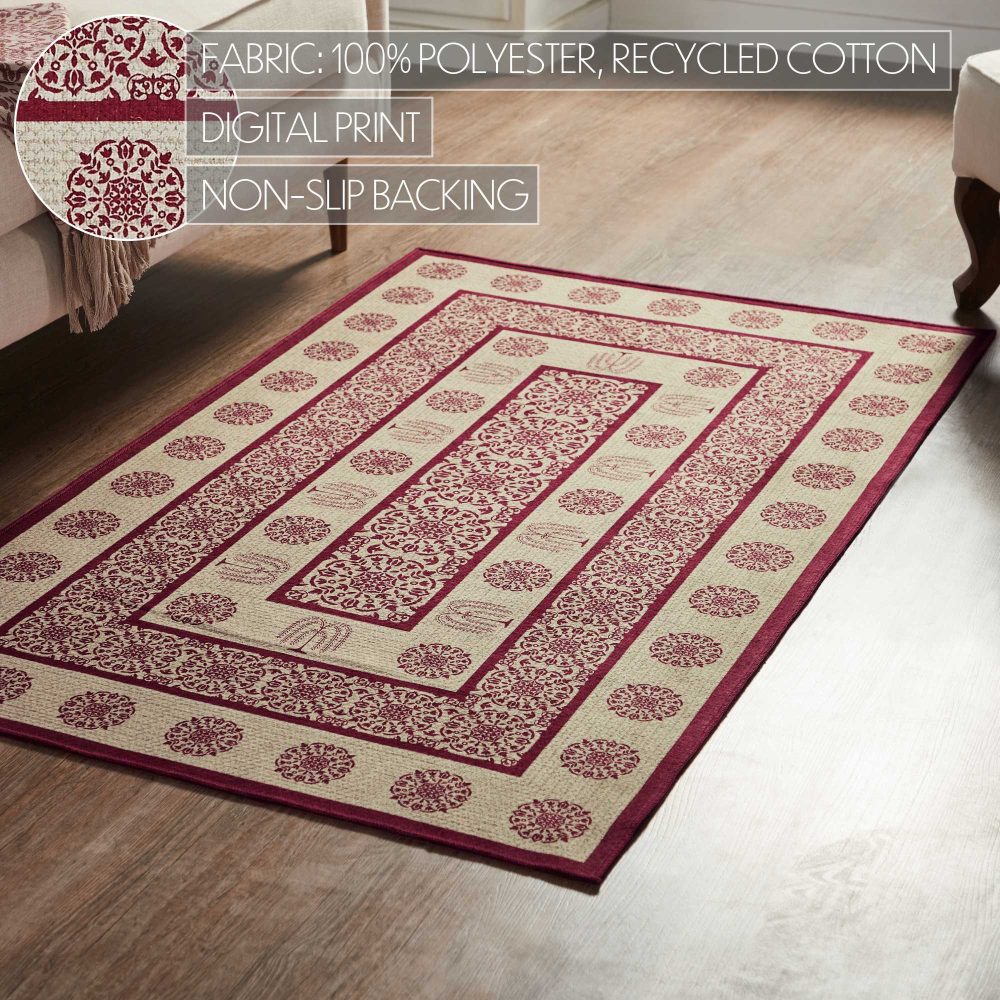 Custom House Burgundy Tan Jacquard Polyester Rug Rect 36x60 - Image 4