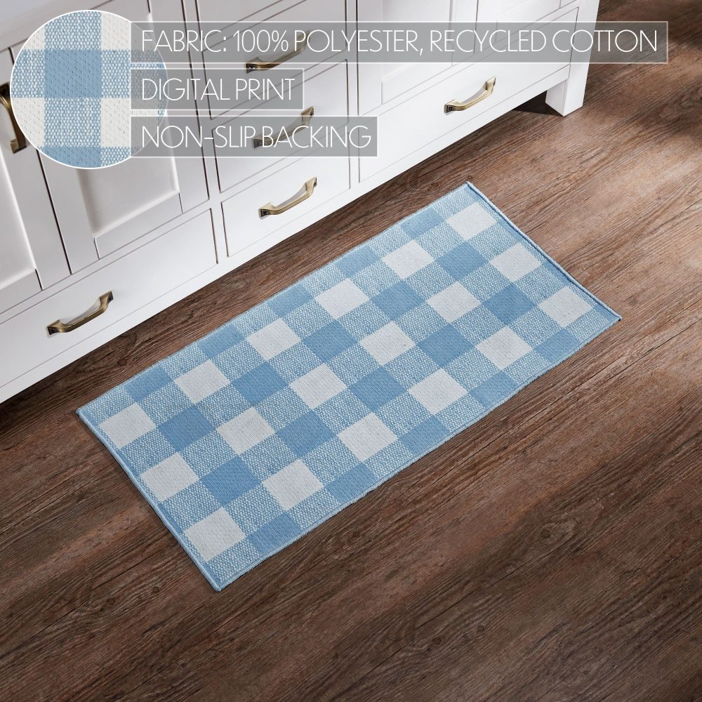 Annie Buffalo Check Blue Polyester Rug Rect 17x36 - Image 4