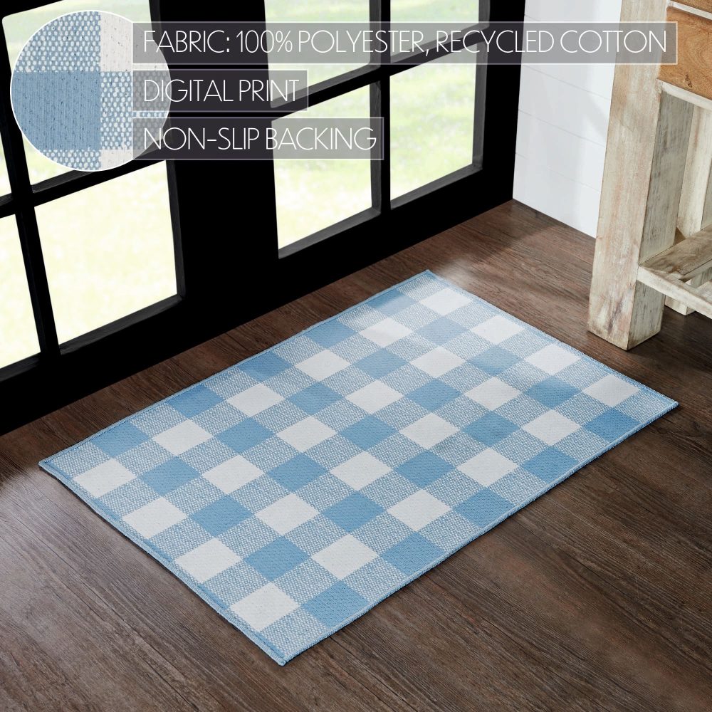 Annie Buffalo Check Blue Polyester Rug Rect 24x36 - Image 4