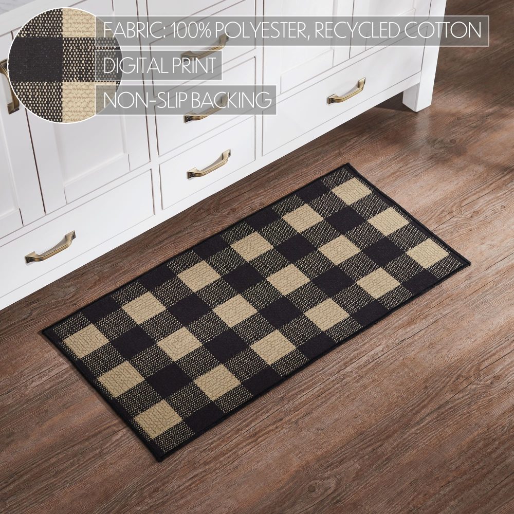 Black Check Polyester Rug Rect 17x36 - Image 4