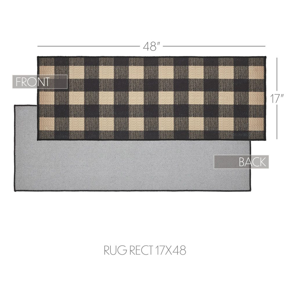 Black Check Polyester Rug Rect 17x48 - Image 6