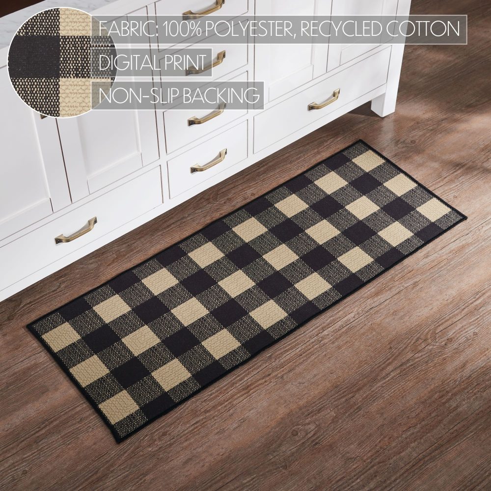 Black Check Polyester Rug Rect 17x48 - Image 3