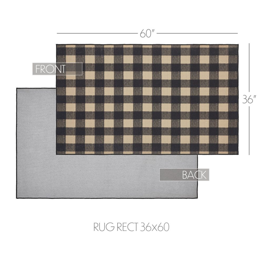 Black Check Polyester Rug Rect 36x60 - Image 6
