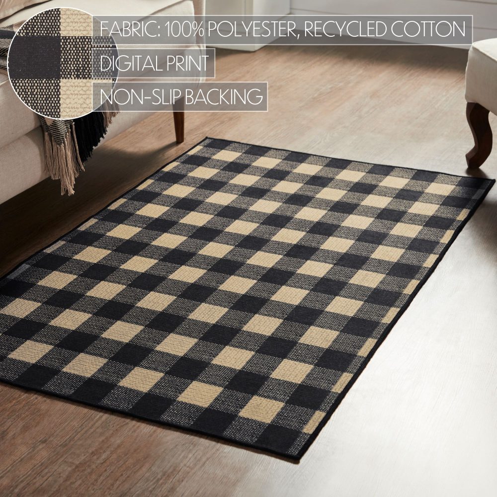 Black Check Polyester Rug Rect 36x60 - Image 4