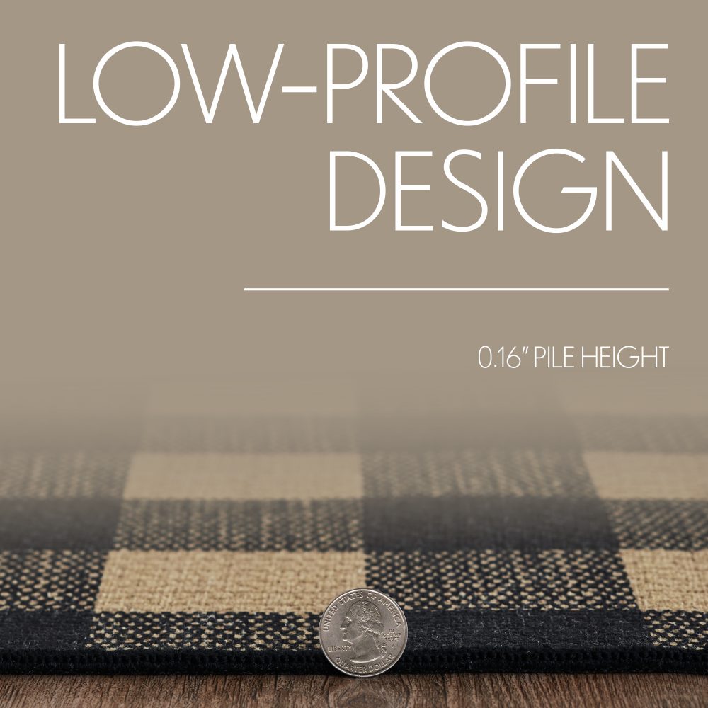 Black Check Polyester Rug Rect 36x60 - Image 5