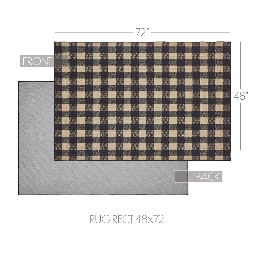 Black Check Polyester Rug Rect 48x72 - Image 6