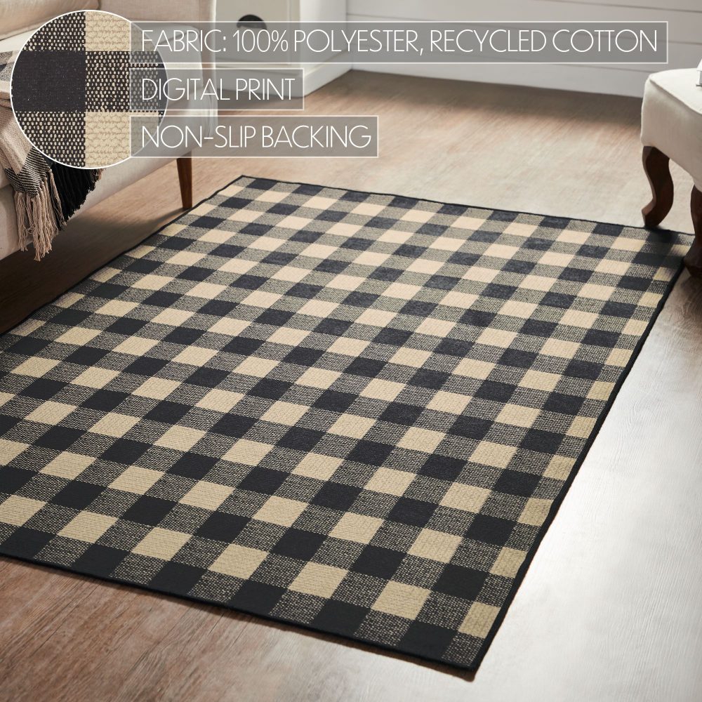 Black Check Polyester Rug Rect 48x72 - Image 4
