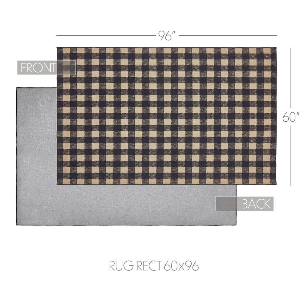 Black Check Polyester Rug Rect 60x96 - Image 6