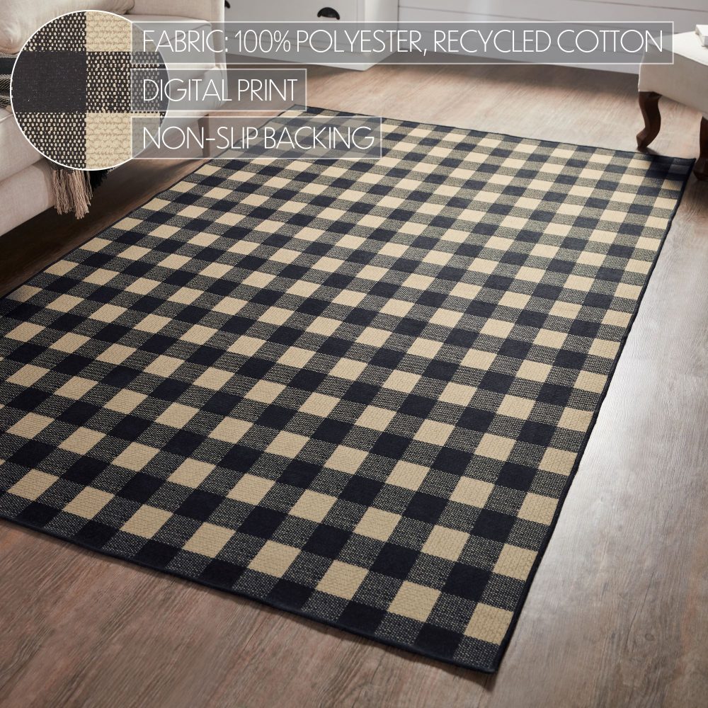 Black Check Polyester Rug Rect 60x96 - Image 4