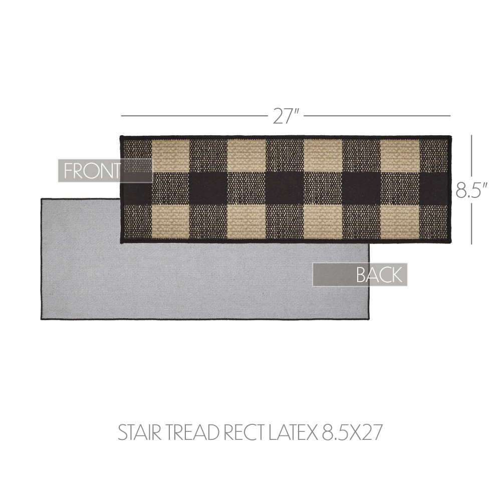 Black Check Polyester Stair Tread Rect Latex 8.5x27 - Image 6
