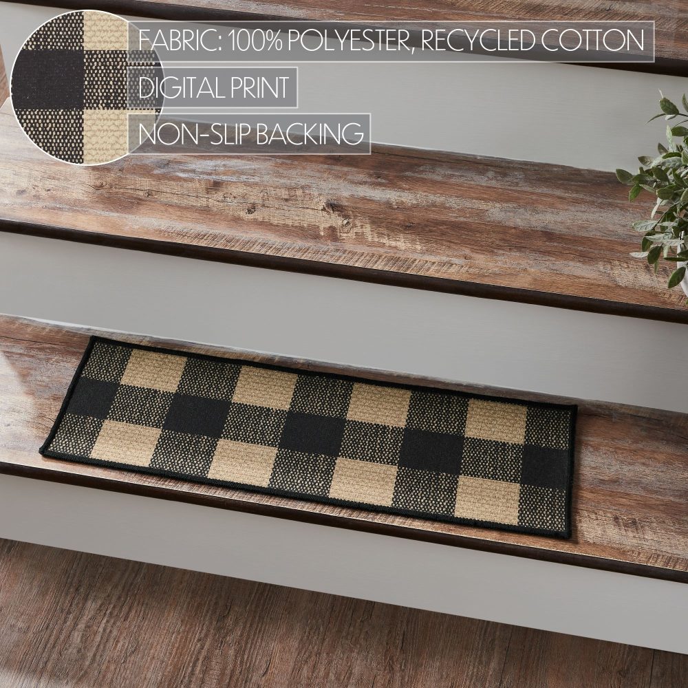 Black Check Polyester Stair Tread Rect Latex 8.5x27 - Image 4