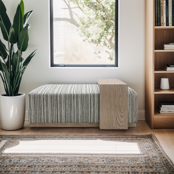 Chapel Hill Peggy Bench/Cocktail Ottoman With Table in Stripe/Multi, One Size CH101-0057