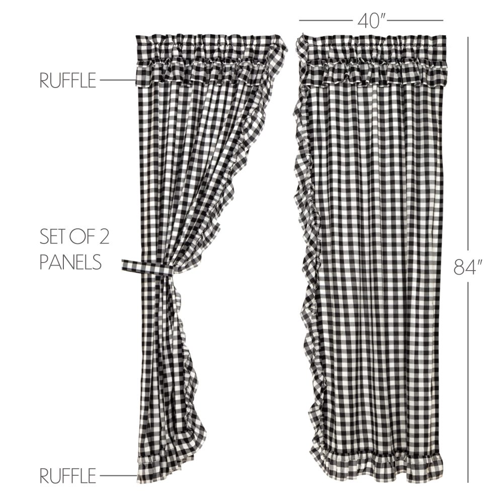 Annie Buffalo Black Check Ruffled Panel Set of 2 84x40 - Image 5
