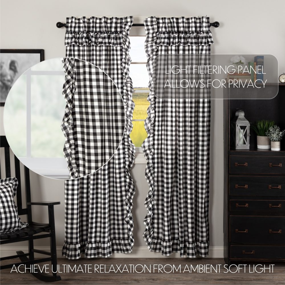 Annie Buffalo Black Check Ruffled Panel Set of 2 84x40 - Image 6