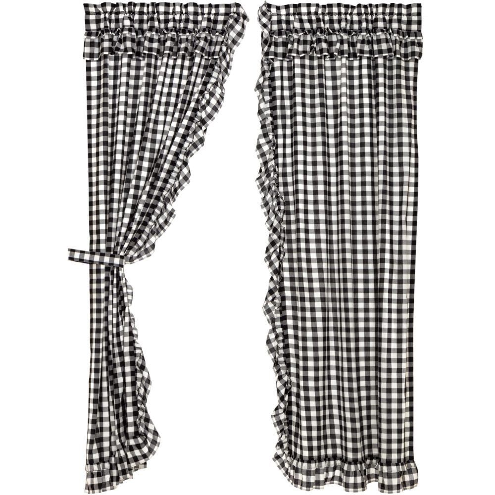 Annie Buffalo Black Check Ruffled Panel Set of 2 84x40 - Image 2