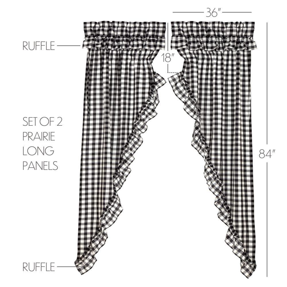 Annie Buffalo Black Check Ruffled Prairie Long Panel Set of 2 84x36x18 - Image 5