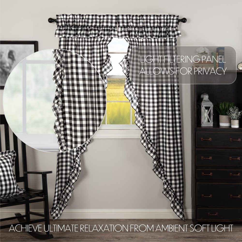 Annie Buffalo Black Check Ruffled Prairie Long Panel Set of 2 84x36x18 - Image 6