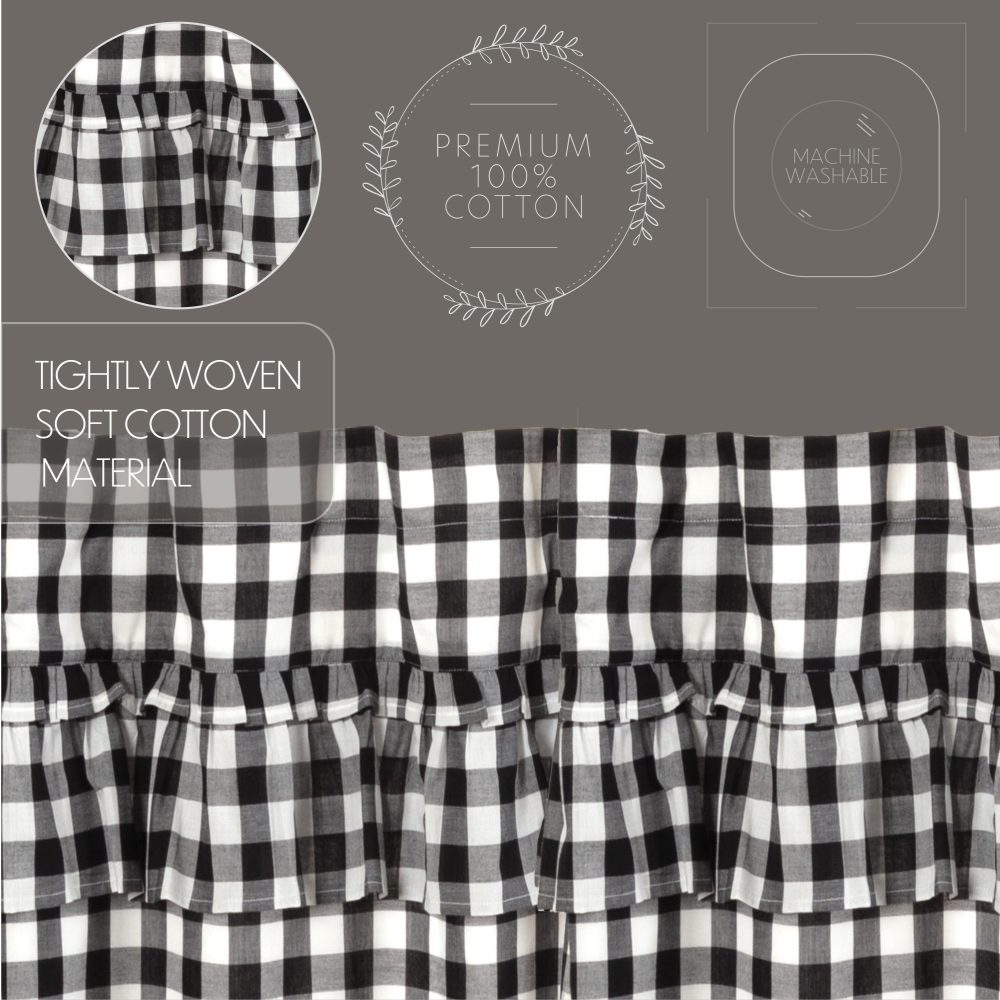 Annie Buffalo Black Check Ruffled Prairie Long Panel Set of 2 84x36x18 - Image 7
