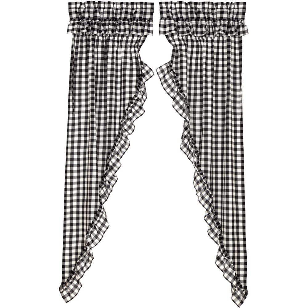 Annie Buffalo Black Check Ruffled Prairie Long Panel Set of 2 84x36x18 - Image 2